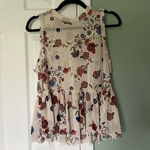 Nude Tank with Flowers